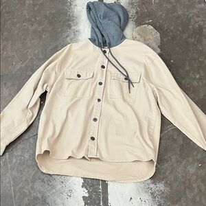 Forever 21 Cream and Gray Shirt Jacket
